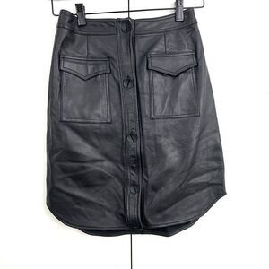 Opening Ceremony Button Front Pencil Skirt Women’s 2 Black‎ Lamb Leather